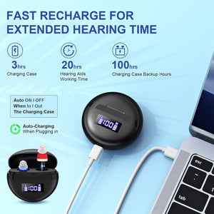 Hearing Aids for Seniors Rechargeable,Adults Hearing Amplifiers For Severe Hearing Loss,Invisible In Ear Hearing Assist Devices,OTC Hearing Aid with Charging Case